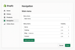 How to add navigation on online store in shopify